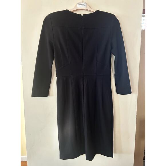 Nanette Lepore Fitted Dress Maxi Midi Darted Waist 3/4 Sleeves Size 4 Black - Picture 4 of 6